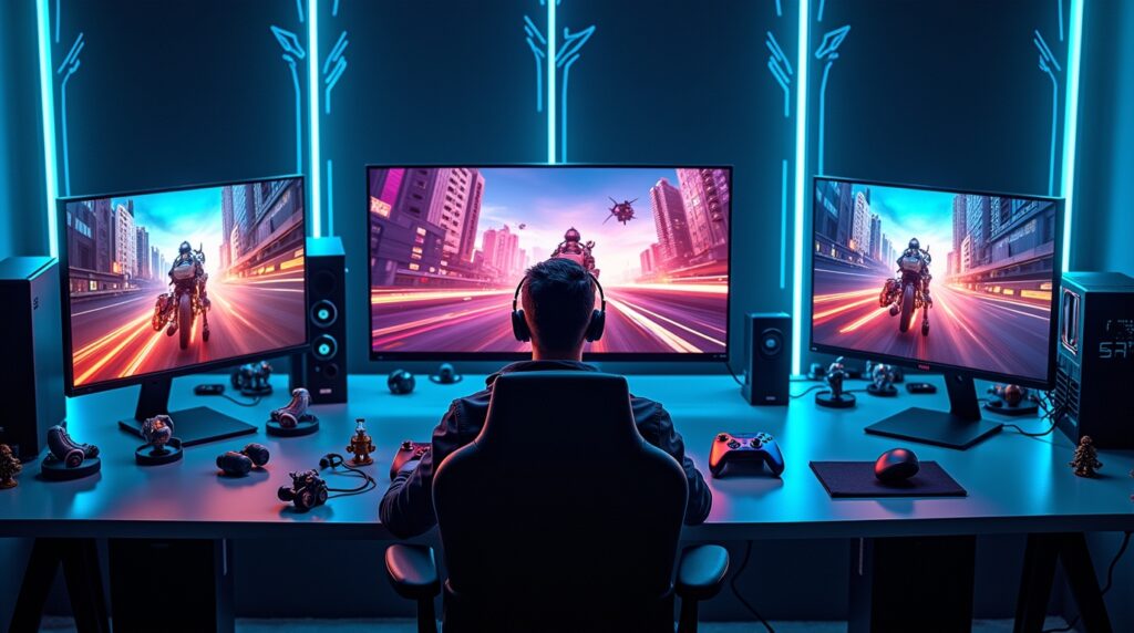 Flux_Dev_A_highly_detailed_futuristic_gaming_setup_with_highpe_0